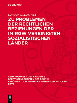 cover image of Zu Problemen der rechtlichen Beziehungen der im RGW vereinigten sozialistischen Länder